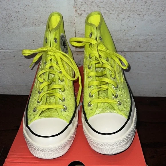 Converse High-Top Sneakers in Neon Yellow - Picture 2 of 6